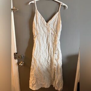 Francesca Bettini 100 % linen Striped midi asymmetrical buttons dress